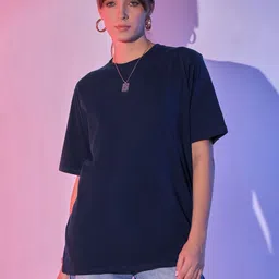 BUY NEW TREND Women Solid Round Neck Cotton Oversized T-shirt-picture-10