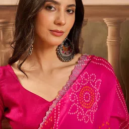 all about you Printed Beads and Stones Bandhani Saree image 5