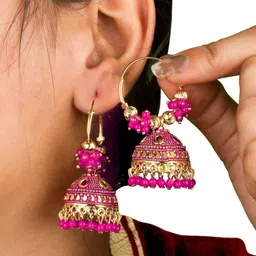 Just Devotional Geometric Jhumkas Earrings image 2