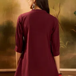 Stylum Animal Embroidered Mandarin Collar Ethnic Cotton Top image 4