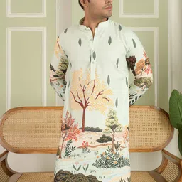 LEMONX Men Ethnic Motifs Printed Kurta with Pyjamas image 2