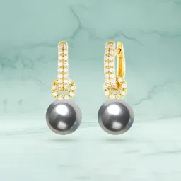 MINUTIAE Gold-Plated Stones Studded And Pearls Beaded Spherical Hoop Earrings image 3