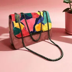 CLARIS JAMES Women Colourblocked Crossbody Sling Bag with Pouch image 2