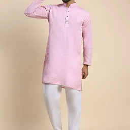Pro-Ethic STYLE DEVELOPER Men Colourblocked Regular Sequinned Pure Cotton Kurta with Pyjamas-picture-26
