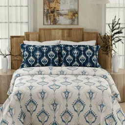 Boutique Living India Gardenia Augusta White Cotton King Bedsheet Set 2.74 m x 2.74 m-picture-18