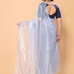 PATLANI STYLE Woven Design Net Saree With Embroidery Silk Unstitched Blouse Piece image 4