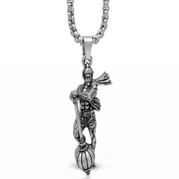 Jewelgenics Silver-Plated Hanuman Ji Pendants With Chain image 2