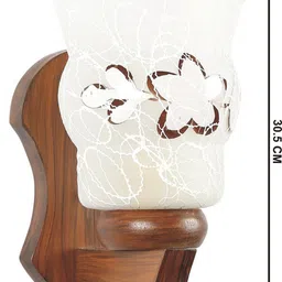 1ST TIME Brown & White Textured Wood Frustum Shaped Wall Lamp image 4