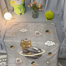 Butterthief Grey & White Cartoon Characters Mink Heavy Winter 210 GSM Single Bed Blanket-image-61