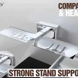 gloxy Self Adhesive Double Layer Stainless Steel Soap Dish | Organizer for Bathroom 10 inch 1 Bar Towel Rod image 4