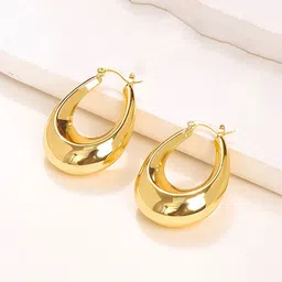 Jewels Galaxy Stainless Steel Gold-Plated Contemporary Hoop Earrings-image-53