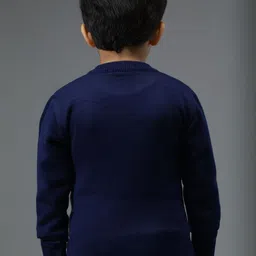 Anixa Boys Navy Blue Colourblocked Wool Sweaters image 3