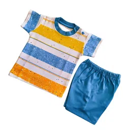 BAESD Boys Striped Pure Cotton T-shirt With Shorts image 1
