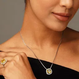 ABDESIGNS Sophisticated Silver Plated Diamond Pendant Set-picture-31