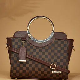 FARGO Checked PU Structured Handheld Bag with Cut Work-picture-42