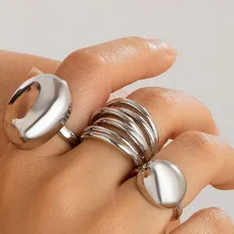 Jewels Galaxy Set Of 3 Silver Plated Midi Adjustable Finger Rings-picture-12