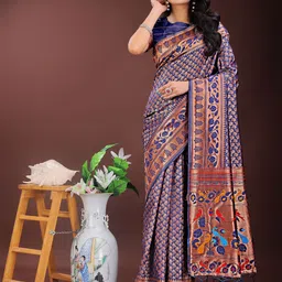 DIVASTRI Women Ethnic Motifs Printed Zari Designer Saree-picture-24