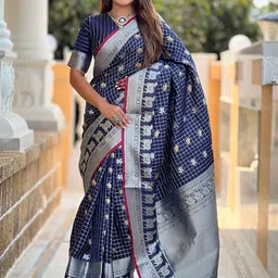 Moda Rapido Ethnic Motifs Zari Silk Blend Handloom Banarasi Saree-picture-25