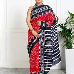 JAIPURI BLOCK PRINT Geometric Printed Pure Cotton Saree-picture-43