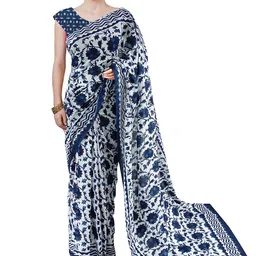 JAIPURI BLOCK PRINT Floral Printed Pure Cotton Saree-image-73