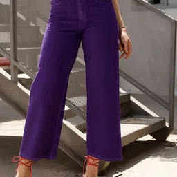 STREET 9 Women Purple Wide Leg High-Rise Jeans-picture-28