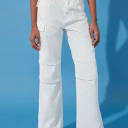 Trendyol Women Mid Rise Clean Look Pure Cotton Cargo Jeans-picture-40