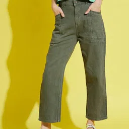 noh.voh - sassafras kids Noh Voh - SASSAFRAS Kids Girls Olive Green Straight Fit Jeans-picture-30