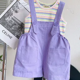 INCLUD Girls Striped Dungarees With Tank Top-picture-22