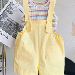 INCLUD Girls Straight Leg Dungaree With Striped T-shirt-picture-15