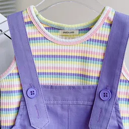 INCLUD Girls Striped Dungarees With Tank Top image 3
