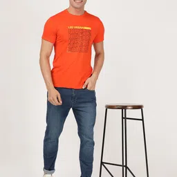 Lee Men Red Typography Printed Slim Fit T-shirt image 5