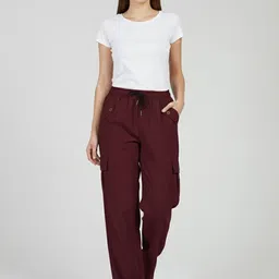 ADDYVERO Women Classic Mid-Rise Loose Fit Cargos Trousers image 1