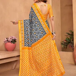 all about you Geometric Printed Saree With Blouse Piece image 2