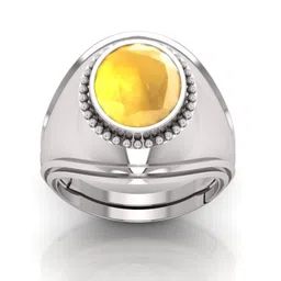 RRVGEM 8.00 KT Silver Plated Adjustable Yellow Sapphire Ring-picture-29