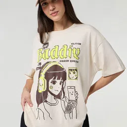 Bewakoof Graphic Printed Pure Cotton Oversized T-shirt-picture-33