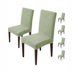 HOUSE OF QUIRK Green 6 Pieces Jacquard Removable & Washable Chair Covers-image-31