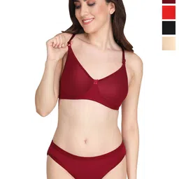 Liigne Pack Of 5 Everyday Non Padded Bra Pure Cotton Lingerie Set-image-21