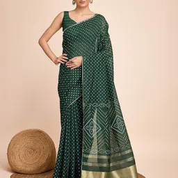 Rangtulika Ethnics Bandhani Zari Silk Blend Bandhani Saree-picture-50