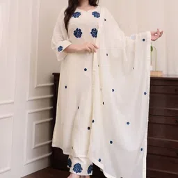 SHREE LAXMINARAYAN EXPORT Women Floral Embroidered Kurti with Trousers & Dupatta-picture-38