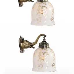 SOMIL White & Gold-Toned 2 Pieces Printed Glass Cylinder Shaped Wall Lamps-image-13