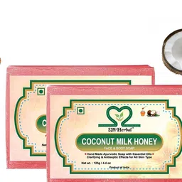 S2M Herbal Set Of 2 Coconut Milk Honey Soap - 125 g Each image 2