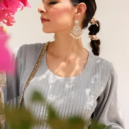 Philauri Women Solid A-Line Kurta with Trousers & Dupatta image 2