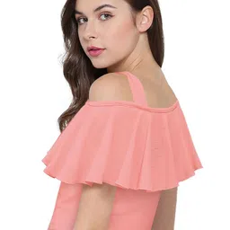 SS Sanket Synthetics Women Off-Shoulder Ruffles Fitted Top image 3