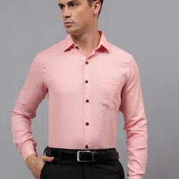 APEKTRA Men Relaxed Slim Fit Textured Spread Collar Cotton Formal Shirt-picture-15