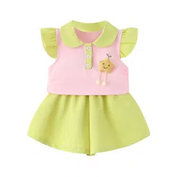 StyleCast x Revolte Girls Colourblocked Polo Collar Pure Cotton Top With Shorts-picture-12