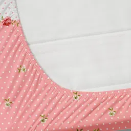 YaAkholic White & Peach-Coloured 210 TC Queen Bedsheet with 2 Pillow Covers image 5