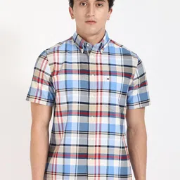 Tommy Hilfiger Men Slim Fit Button-Down Collar Tartan Checked Cotton Casual Shirt-picture-24