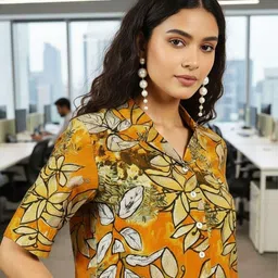 SZN Floral Printed Shirt Style Top-image-32