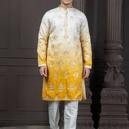EKYAA Men Ethnic Motifs Printed Thread Work Kurta-picture-19