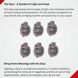 INTERNATIONAL GIFT Silver-Toned Ganesha & Laxmi & Saraswati With 6 Diyas Idol Showpiece image 4